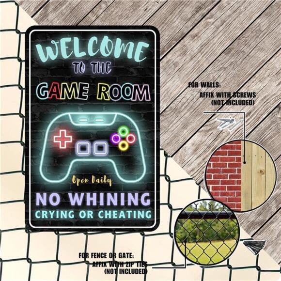 Gaming Room Metal Sign Gamer Wall Decor For Boys Game Room Bedroom Gamers - Picture 6 of 7